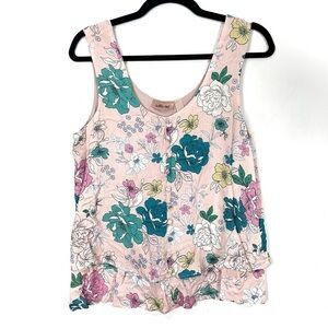BUCKLE by WILLOW + ROOT pink floral peplum hem tank top N25